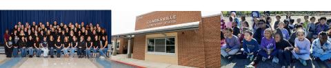 Clarksville Elementary students, staff and building.